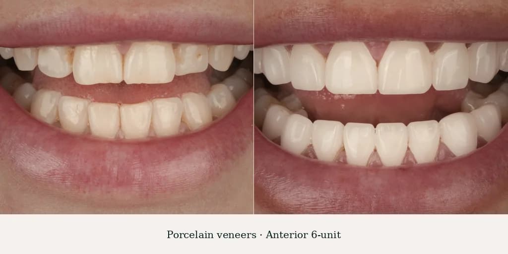 E-max porcelain veneers — anterior six-unit case