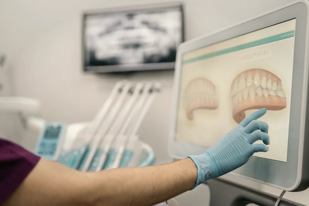 Implant surgery scene — guided surgical template and chair-side CBCT planning workflow