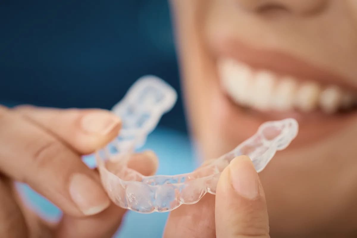 Orthodontic case-review scene — clear aligner records and treatment-planning workflow