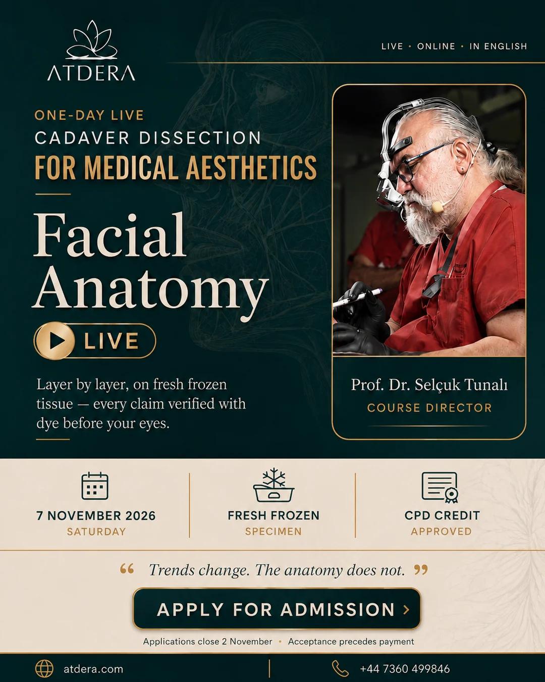 Facial Anatomy Live — programme poster