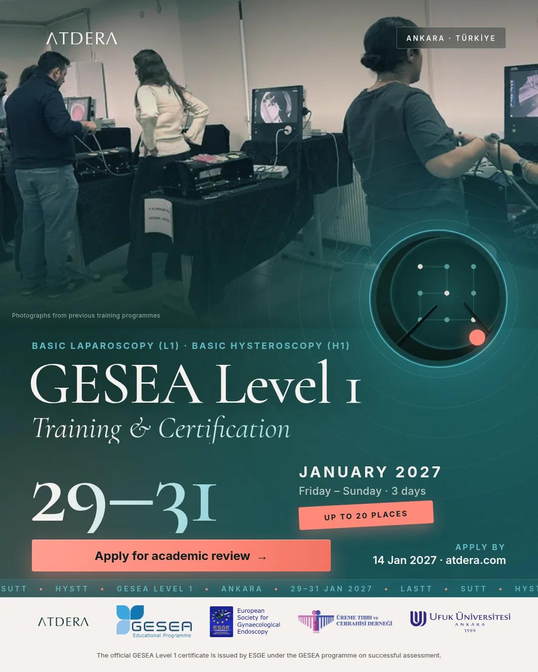 GESEA Level 1 Training & Certification programme poster: Ankara, 29–31 January 2027