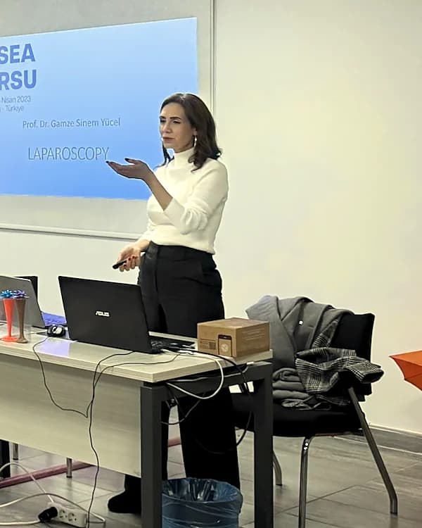 Prof. Gamze Sinem Yücel lecturing at a GESEA course