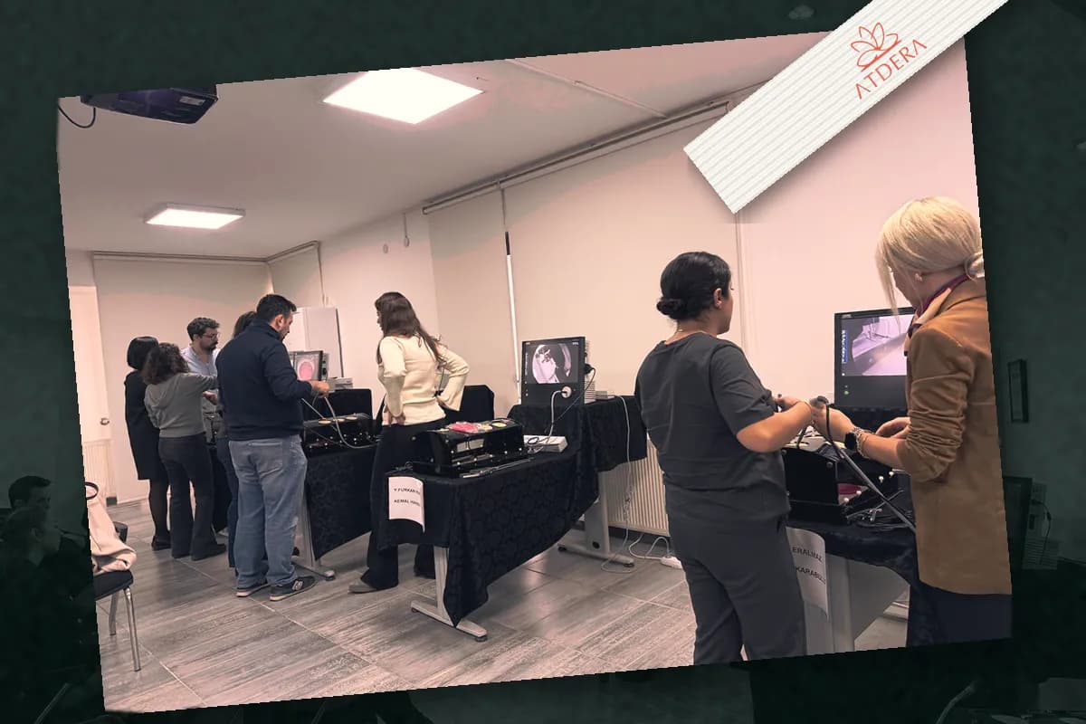 Participants receiving guidance at simulation stations