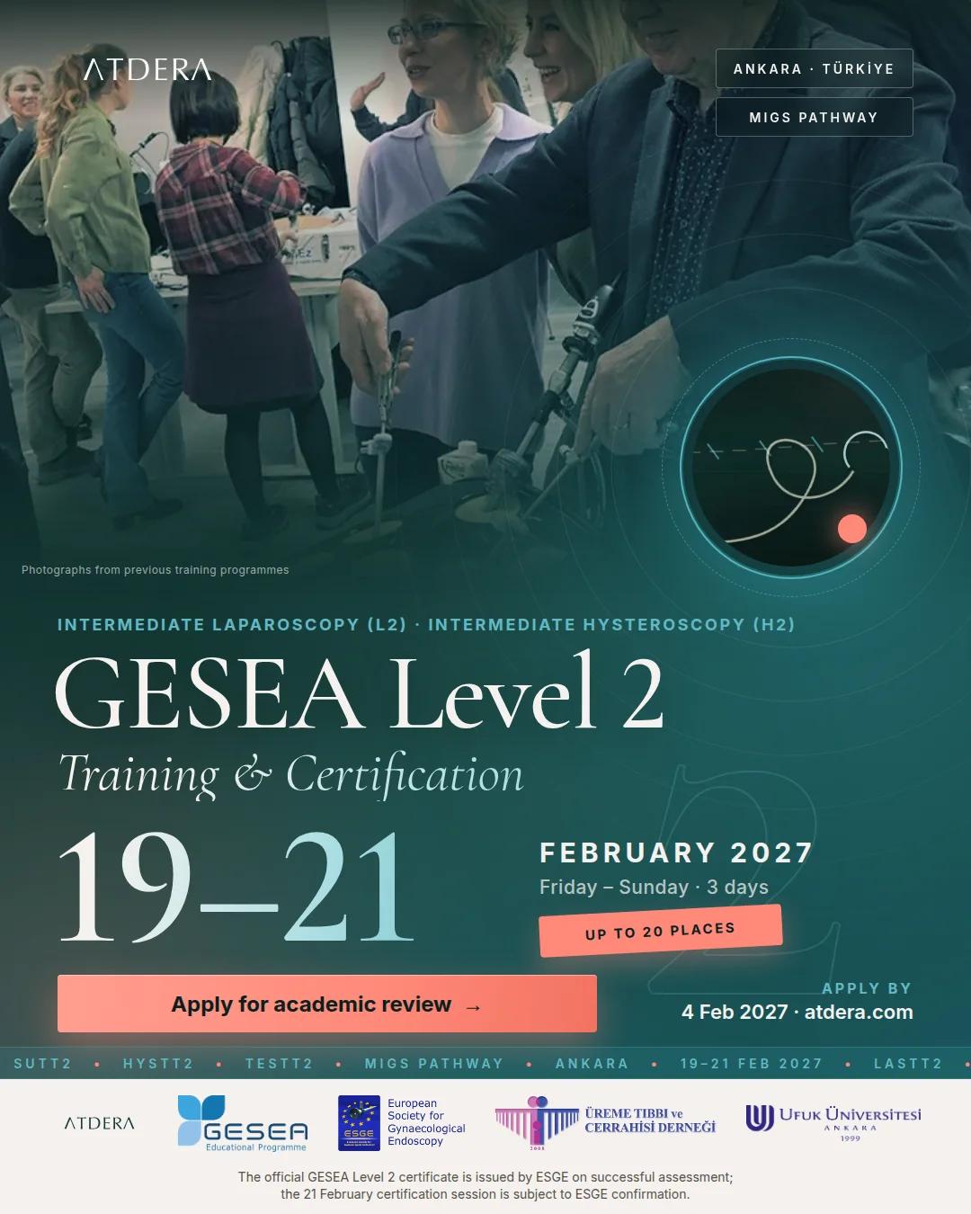 GESEA Level 2 Training & Certification programme poster: Ankara, 19–21 February 2027