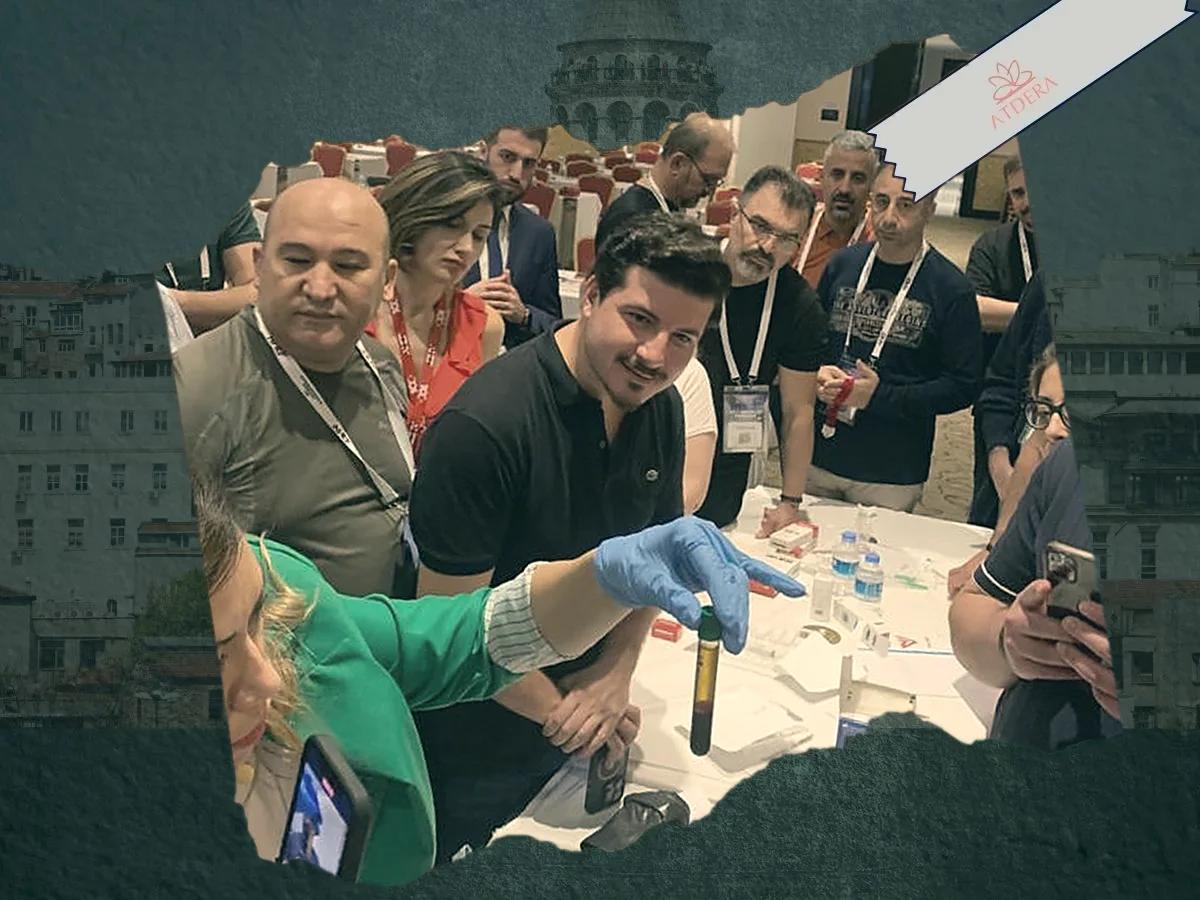 Faculty walking delegates through specimen preparation
