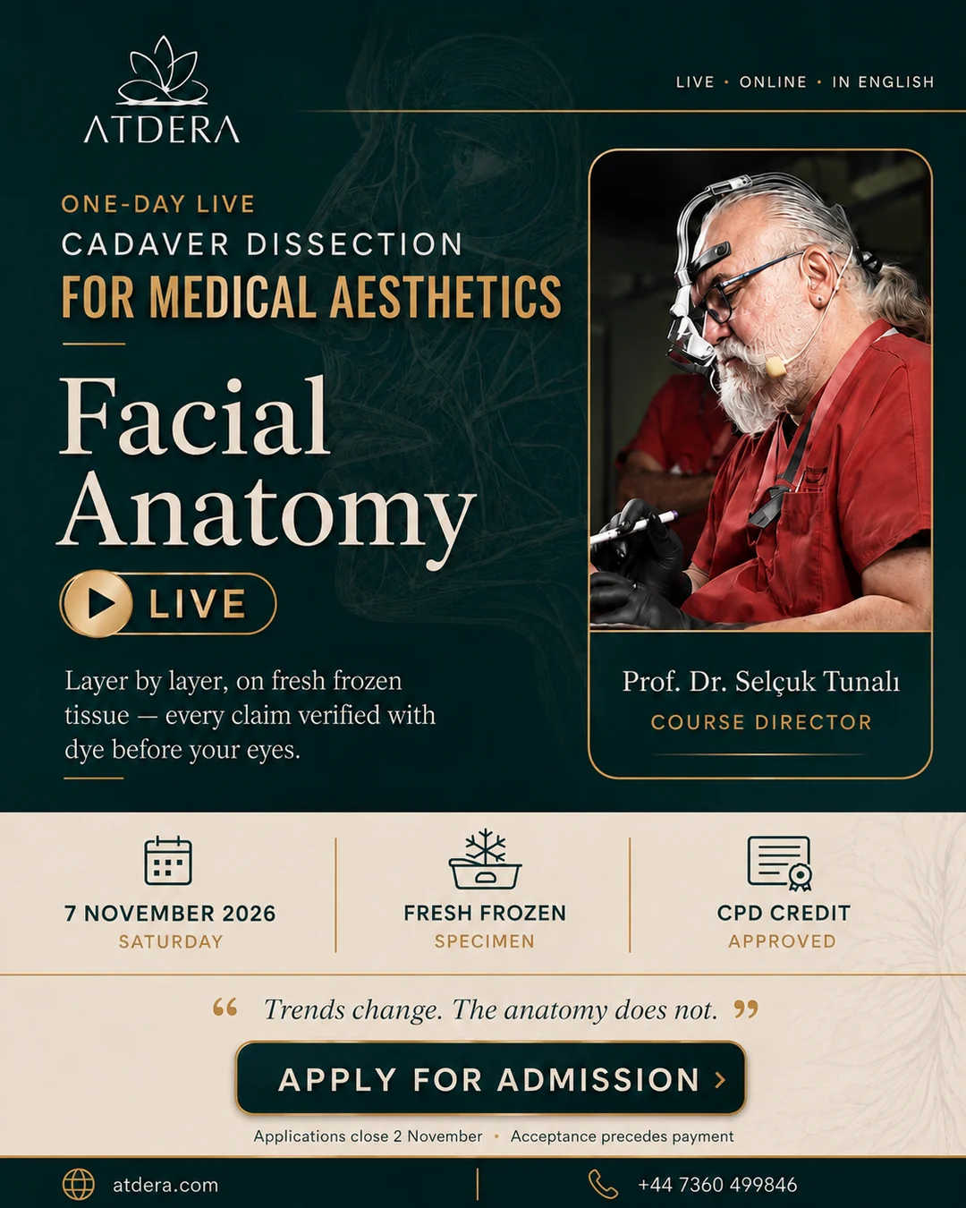 Facial Anatomy Live programme poster